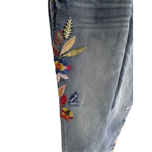 Driftwood Brady Boyfriend Overalls Feathery Leaf Blue Women's Size Large - Picture 5 of 11